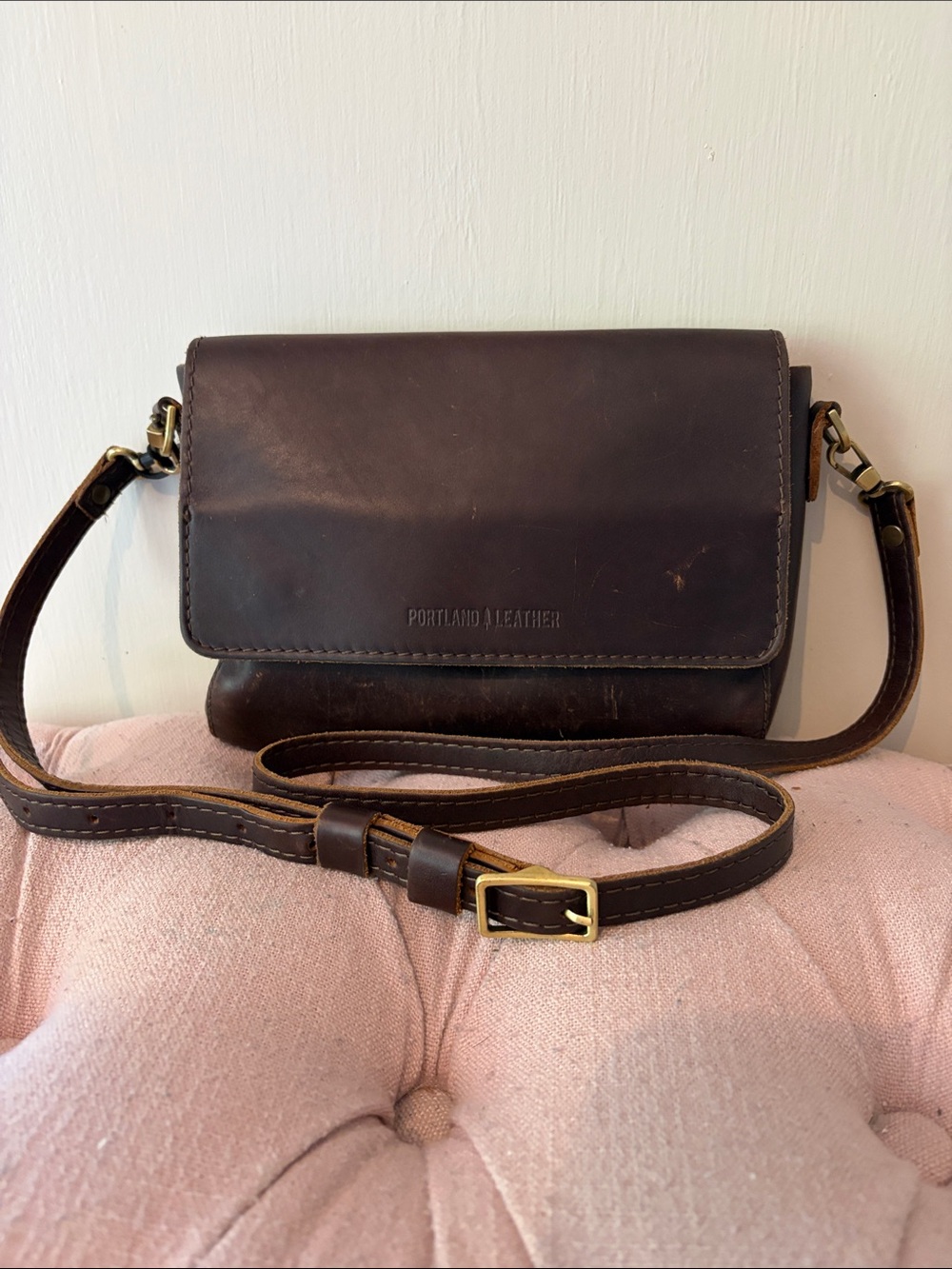 Portland Leather Chocolate Brown Leather Crossbody Bag
